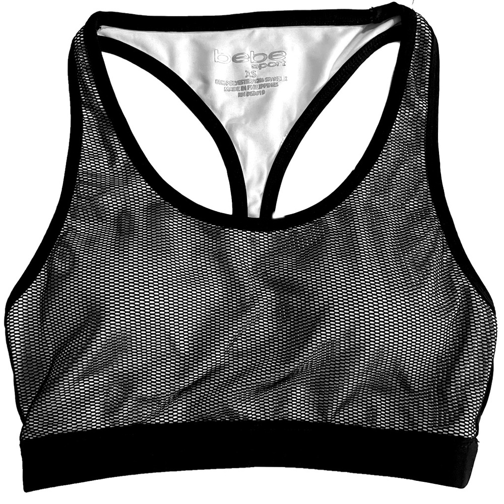 Bebe Sport Mesh Racerback Sports Bra w/ Removable Cups XS